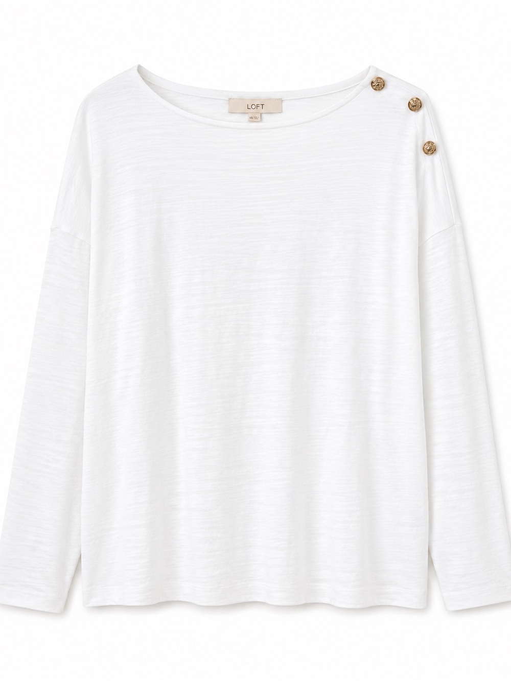 LOFT White Crewneck Long Sleeve Top with Shoulder Detail Women’s XXL NWOT 0009